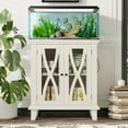 thumbnail image 4 of 20 Gallon Fish Tank Stand with Power Outlets(4 AC 2 USB), Farmhouse Decorative Aquarium Stand Furniture with Adjustable Shelves, 10-20 Gallon Reptile Turtle Tank Stand with Cabinet Storage, Beige, 4 of 16