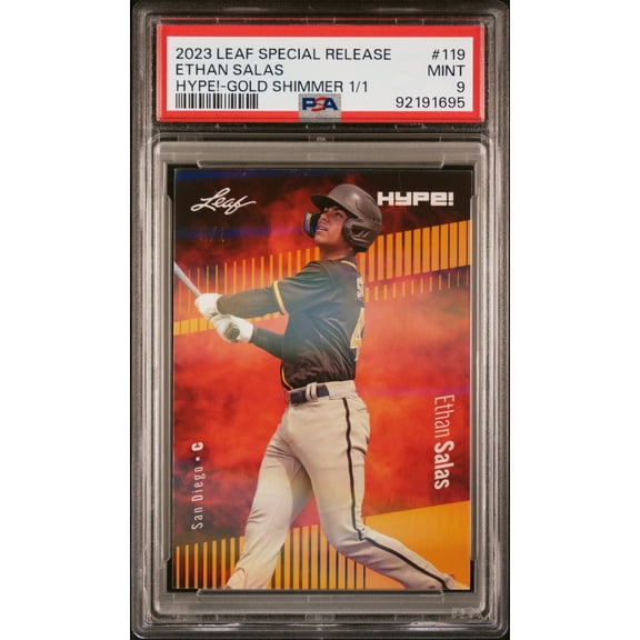 PSA 9 Ethan Salas 2023 Leaf Hype! #119 Gold Shimmer 1/1 Rookie Card