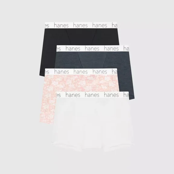 Hanes Premium Women's 4pk Boyfriend Cotton Stretch Boxer Briefs - Colors May Vary - Size: Large