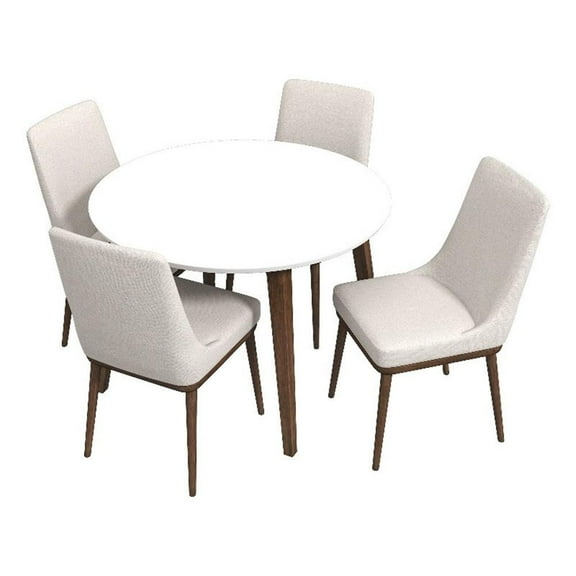 Ilana Modern Solid Wood Walnut Kitchen & Dining Room Table and Chairs for 4