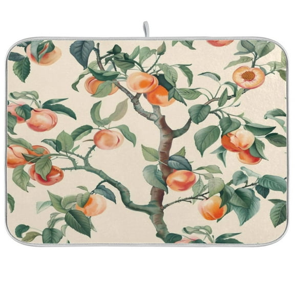 Kitchen Drying Mat 16x18In Drying Dish Mat Dish Drying Mats Kitchen Countertop Multi-Function Drain Drying Mat Kitchen Table Peach Tree