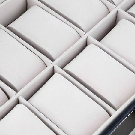 Watch box 20 Insert Grid Slots & 20 Removable Pads PU Leather Watch Box Display Case Organizer Jewelry Storage Organizer