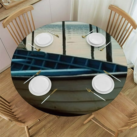 

Autua Boat Water Dock Round Tablecloth - Stain-Resistant Washable Ideal for Indoor and Outdoor Use 100% Polyester Fiber Single-Sided Printing Home Kitchen Outdoor Decoration 38 -42