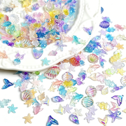 RAGUPEL 200Pcs Ocean Nail Charms 3D Resin Starfish Jellyfish Nail Rhinestones Marine Life Seashell Charms for Acrylic Nail Art Sea Nail Gems Summer Beach Nail Jewelry Nail Supplies for Women