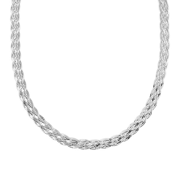 Shop LC 925 Sterling Silver 5 Line Braided Herringbone Necklace for