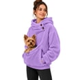 thumbnail image 3 of Women Pouch Hoodie Oversized Hooded Sweatshirt Large Pocket Pet Holder Soft Fabric Pullover Casual, 3 of 9