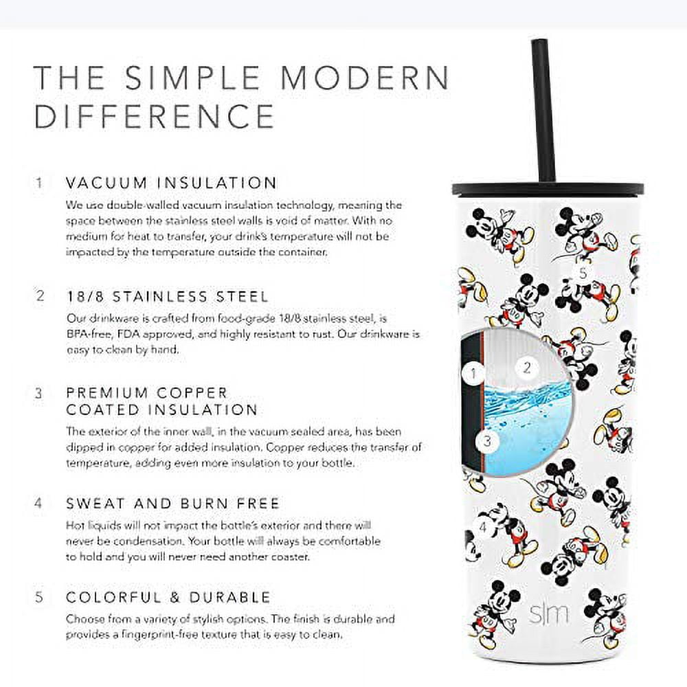 Simple Modern Disney 16 oz Classic Tumbler with Straw & Flip Lid - 18/8  Stainless Steel Water Bottle Disney: Minnie on Blush 