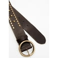 thumbnail image 2 of Cleo + Wolf Women's Studded Rivet Leather Retro Belt Dark Brown, 2 of 2