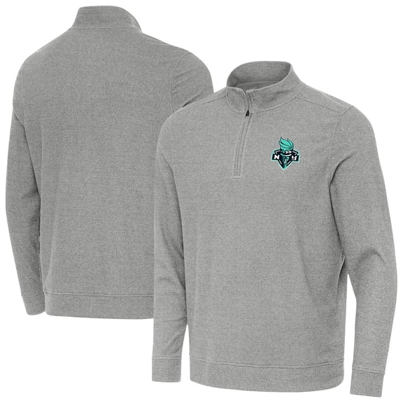 Men's Antigua Heather Gray New York Liberty Subtle Quarter-Zip Top