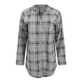 thumbnail image 6 of Patlollav Womens Dresses Casual Loose V Neck Buttons Plaid Print Long Sleeve Pockets Mini Shirt Dress, 6 of 6