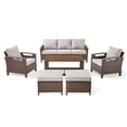 thumbnail image 2 of Opohoro 6-Piece Outdoor Conversation Set with Patio Sofa, Coffee Table, Ottomans and Lounge Chairs, Beige, 2 of 11