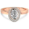 thumbnail image 3 of 3 Carat IGI Certified Oval Shape Lab Grown Diamond Engagement Ring | 14K Rose Gold | Upturned Dome Bezel Halo Lab Diamond Ring | FG-VS1-VS2 Quality Friendly Diamonds, 3 of 6