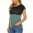 thumbnail image 5 of USSUMA Womens Plus Tops and T-Shirts - T Shirts for Women Short Sleeve Summer Tops O-neck Lace Patchwork Shirts Summer Basic Loose Casual Tops Tee Shirts 2022 Beach, 5 of 6