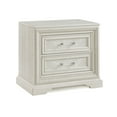 thumbnail image 2 of Transitional Style 2-Drawer Nightstand | White/Cream Finish | Solid Wood & Veneer | 30"W | Bedroom Furniture with Unique Pulls & Anti-Tipping Kit | Sturdy & Durable, 2 of 6