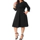 thumbnail image 4 of Vestido Plus Size Agnes Orinda para Mujeres, Casual, Invitada de Boda, Trabajo, Midi, Cuello en V Notch, Manga 3/4, Vestidos A-Line 4X Negro, 4 of 6