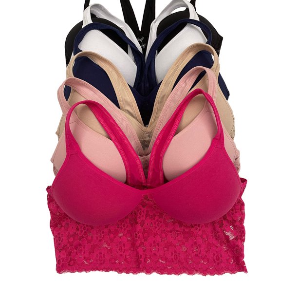 6 pcs Wire Free Gym Light Padded Raceback Cotton Sports Bra B/C/D Cup