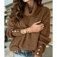 thumbnail image 6 of Women'S Oversized Chunky Pullover Sweaters Cowl Neck Long Sleeve Winter Slouchy Loose Knit Sweaters Brown S, 6 of 8