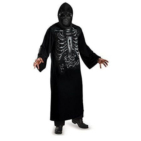 Disguise Men's Reaper Hooded Print Robe Costume Black X-Large (42-46)