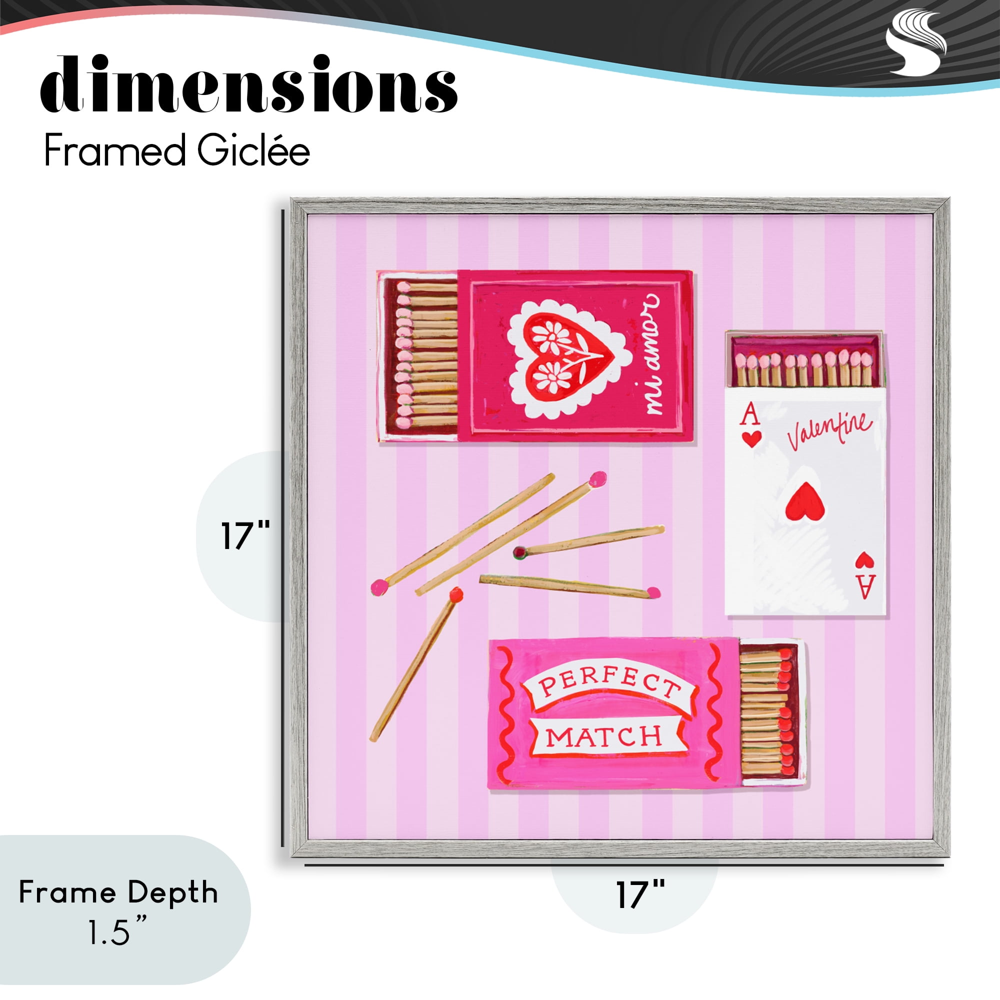 Stupell Industries Romantic Valentine's Matchboxes Gray Framed Giclee Art, design by Rachael Reese