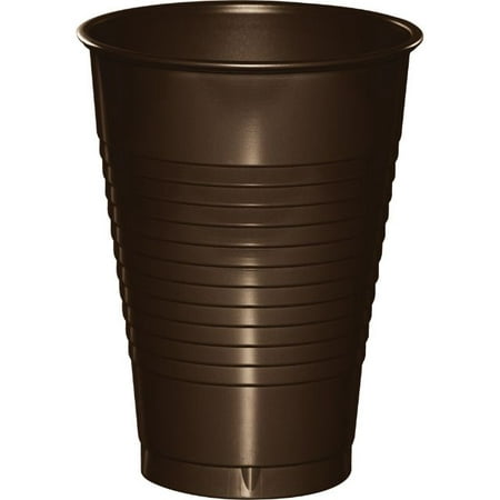 Touch of Color Plastic Cups, 12 Oz, Chocolate Brown, 20