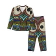 thumbnail image 1 of Bingfone Ensemble de Pyjama Boho Imprimé Hibou pour Femmes, Ensemble de Pyjama à Manches Longues - Grand, 1 of 7
