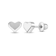 IN SEASON JEWELRY Puffed Polished Heart Baby Toddler / Kids Earrings Screw Back - Sterling Silver