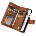 thumbnail image 4 of for Samsung Galaxy S22 Case Wallet with Card Slots, Premium Soft PU Leather Zipper Folio Flip with Wrist Strap Kickstand Protective Phone Cover for S22 Handbag Wallet Case, Brown, 4 of 8