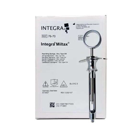 Integra Miltex CW Style Aspirating Syringe 1.8cc Stainless Steel Dental Injector #76-70 (1 Pcs)