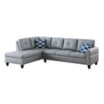 thumbnail image 5 of Gray Faux Leather Sectional With & Storage, 3 , Medium-firm Seat To Damage, Cushion Back, Nail Head Trim Decoration, 2 Toss Pillows, Cup Holder Back Couch , Contemporary Texture, Detail, Throw, 5 of 5