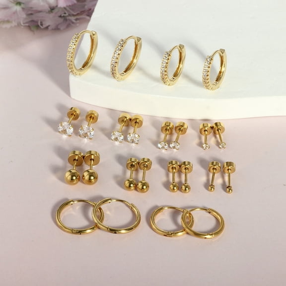 YYKihy Surgical Earrings For Sensitive Ears Gold Flat Back Earrings For Women Small Stainless Earrings Flatback Stud Hoop Cartilage Earring Set For Multiple Piercing