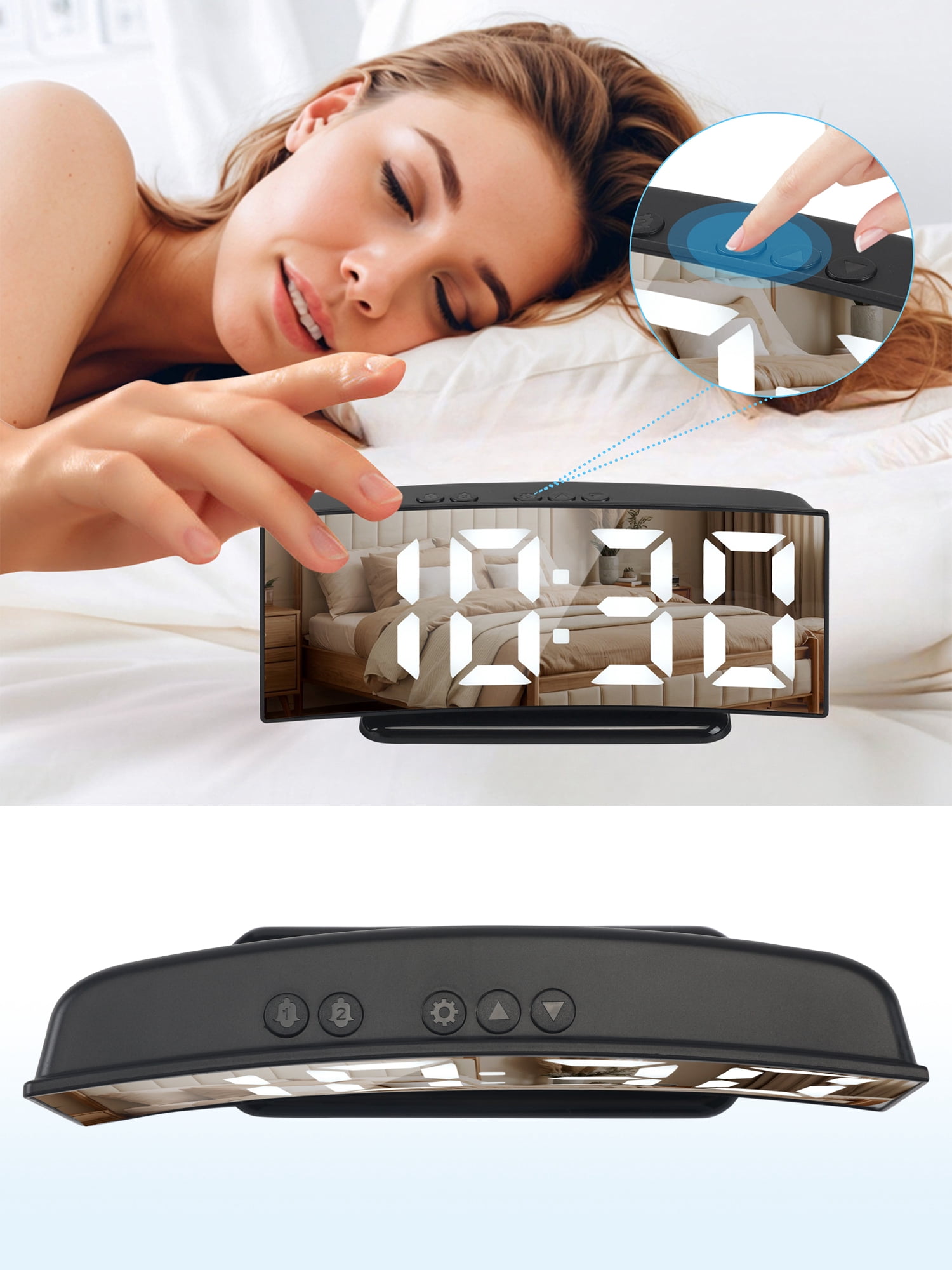 Unique Bargains Sleek Design Digital Alarm Clock for Bedroom White 6.5"L x 1.6"W x 3.0"H