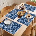 thumbnail image 5 of Navy Blue Gourd Placemats Set of 4 Modern Abstract Art Floral Place Mats Indoor Wipeable Table Mats Washable Cloth Dining Table Placemats for Kitchen Holiday Party Home Decor 13x19 Inch, 5 of 9