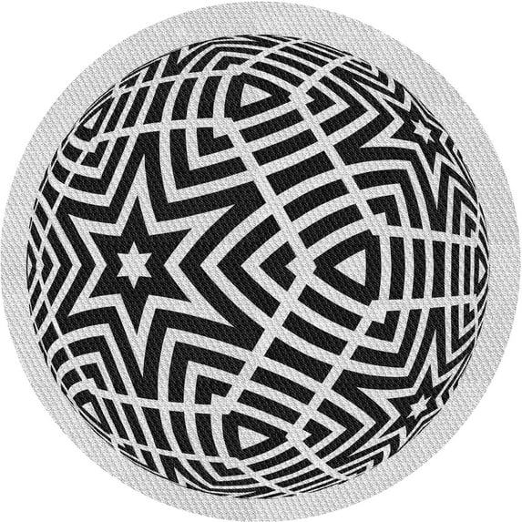 Ahgly Company Indoor Round Patterned Platinum Gray Area Rugs, 4' Round