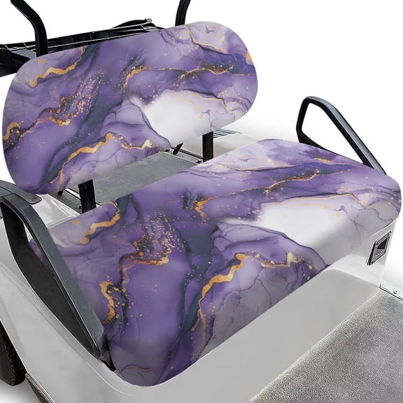 Garronmavis Purple Marble Golf Cart Seat Covers Accessories for Women Men Universal Fit Breathable Polyester Split Backrest Front Seat Cover Easy to Install for All Brand