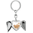 thumbnail image 1 of Brown Fat Cat Animal Watercolor Heart Angel Wing Key Chain Holder, 1 of 3