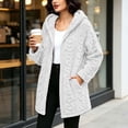thumbnail image 6 of Trikvn Women's Long Fleece Coat Fuzzy Sherpa Jacket Winter Warm Zip Up Hooded Outerwear with Pockets Cable Knit Cardigan Casual Fall Relaxed Fluffy Overcoat, 6 of 9