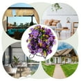 thumbnail image 3 of Cesta colgante de flores artificiales para exteriores, planta en maceta falsa, arreglo floral artificial para jardín, balcón, patio, casa, porche, exteriores, verano, color morado, 3 of 7