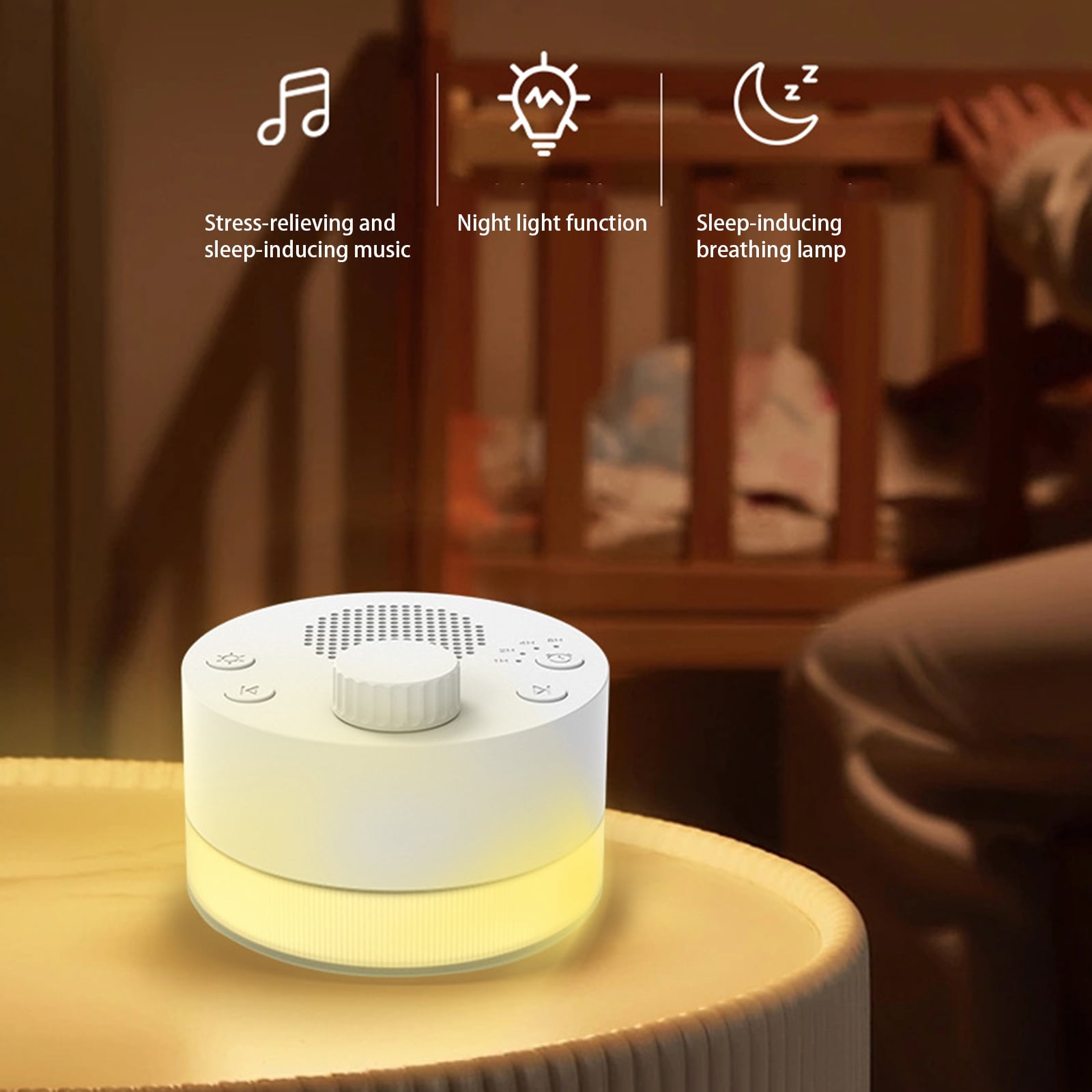 Baby Sleep Aid Machine With 24 Sounds Adjustment Warm Lighting 4 Timer Setting For Home and Travel