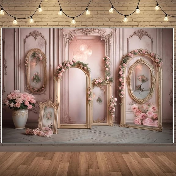 European Frame Wall Backdrop Interior Chic Frame Flowers Photography Background Art Bride Shower Banquet Party Decorations Banner Supplies Photo Booth Props