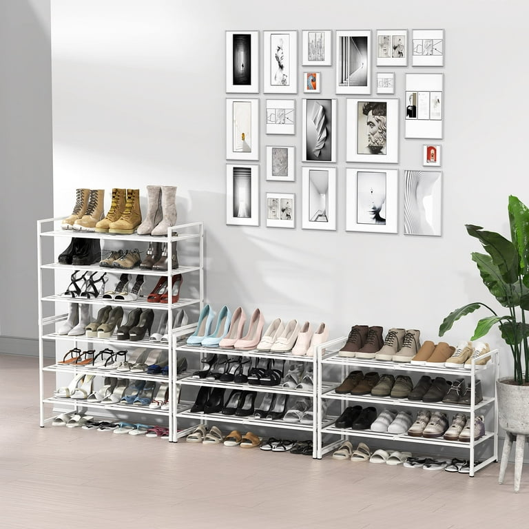 SimpleHouseware 3-Tier Stackable Shoes Rack Storage Shelf, White 