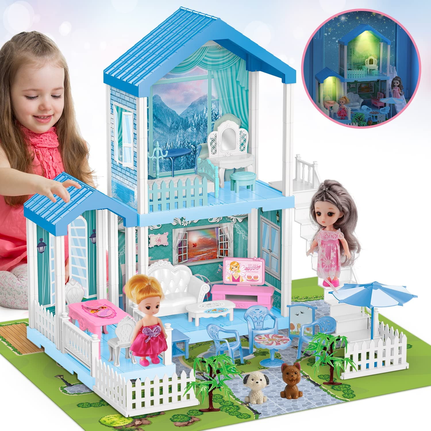 TOY Life Dollhouse Doll House 45 Year Old with Lights Toddler