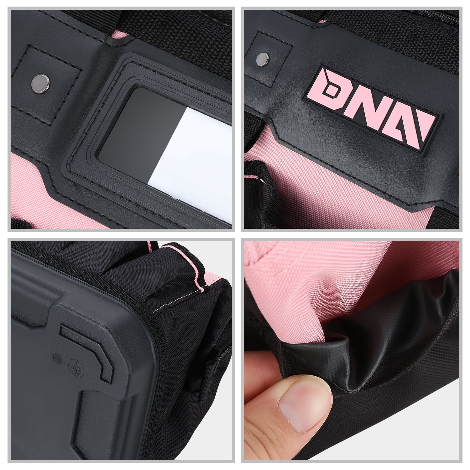DNA Motoring TOOLS-00206 Pink 37 PCs Portable Tool Kit Household General Repair Water Pump Pliers Hacksaw Set Hand Tool Canvas Bag