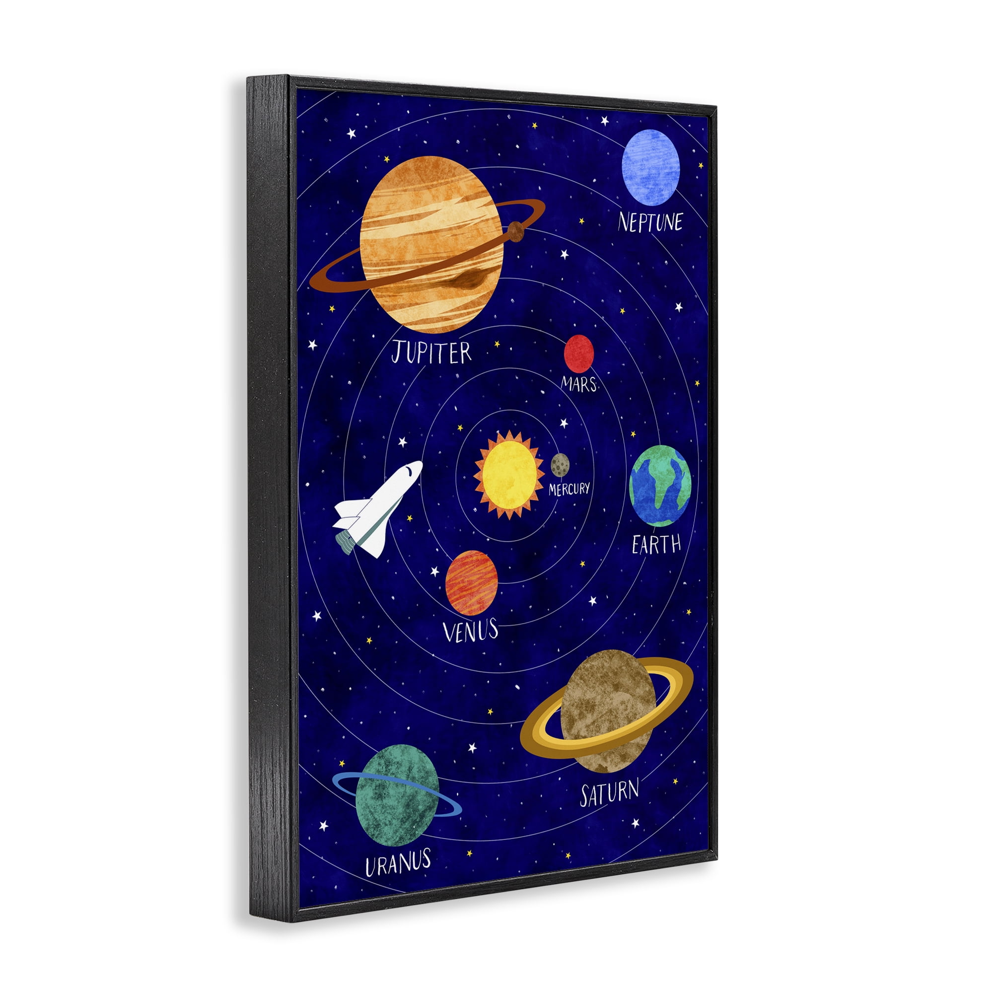 Solar System Education Black Framed Giclee Art, design by Elizabeth Caldwell