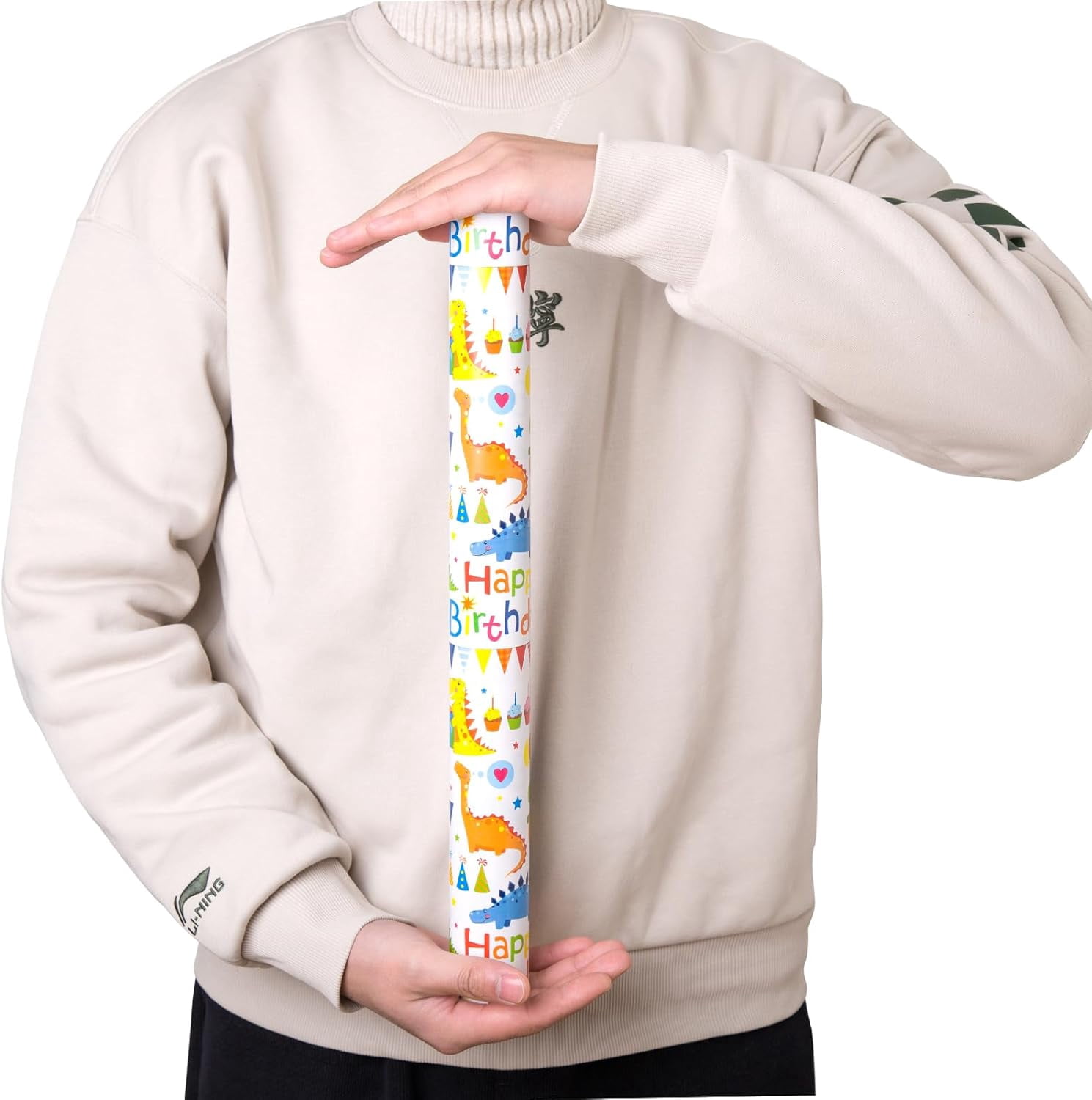 Dinosaur Wrapping Paper Rolls Colorful Text Happy Birthday Design Gift Wrapping Paper Roll for Kids Boys Girls Baby Dinosaur Gift Wrap for Birthday Bday Party Holiday Wrap - 17 Inch X 50 Feet