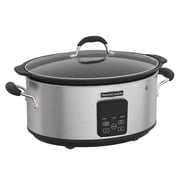 10qt Large Digital Slow Cooker, Non-Stick Aluminum Liner Slow Cooker for Family Dinner, Dishwasher Safe - Stainless Steel
