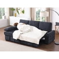 thumbnail image 4 of Miekor Furniture Mackenzie 91"W Dark Gray Chenille Fabric Reversible Sleeper Sectional with Storage Chaise, Drop-Down Table, Cup Holders and Charging Ports 0870, 4 of 13