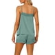 thumbnail image 3 of Conjuntos de pijama de satén para mujer INSPIRE CHIC con tirantes de encaje y pantalones cortos, 2 piezas, conjuntos de lounge de seda M gris verde, 3 of 6