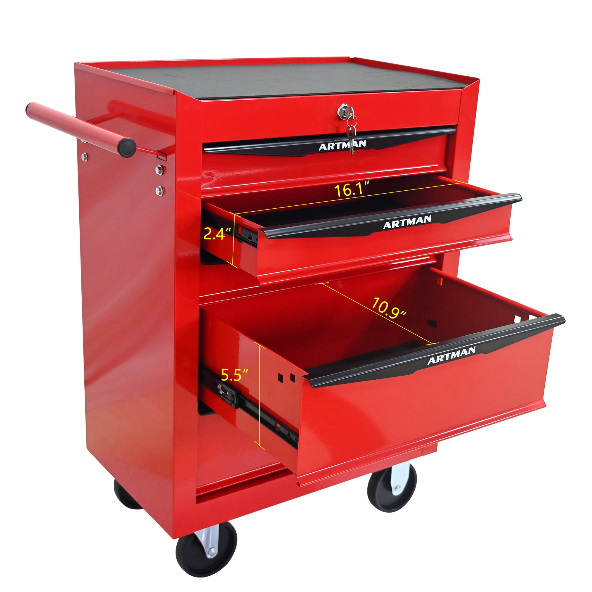 ARTMAN 20" 5-Drawer Rolling Metal Tool Chest ,Heavy Duty Industrial Service Cart Storage Organizer with Locking System for Garage Workshop Warehouse
