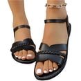 thumbnail image 2 of Domuza Women'S Fashion Casual Round Toe Flat Sandals With Woven Design Comfortable Black 5.5（EU-36）, 2 of 5