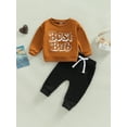 thumbnail image 2 of Bagilaanoe 2Pcs Toddler Baby Boy Long Pants Set Letter Print Long Sleeve Sweatshirt Pullover Tops + Trousers 6M 12M 18M 24M 3T Kids Casual Sweatsuit, 2 of 8